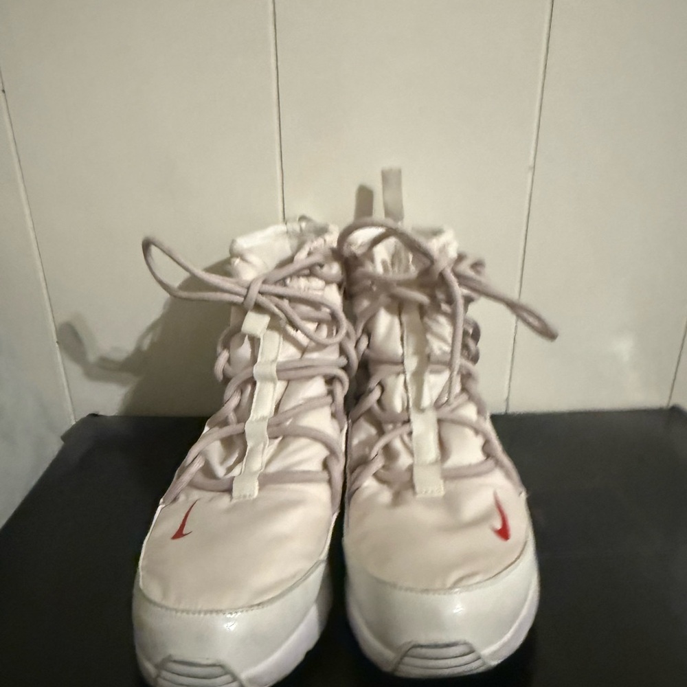 Nike White Sneakers with Red Accents
